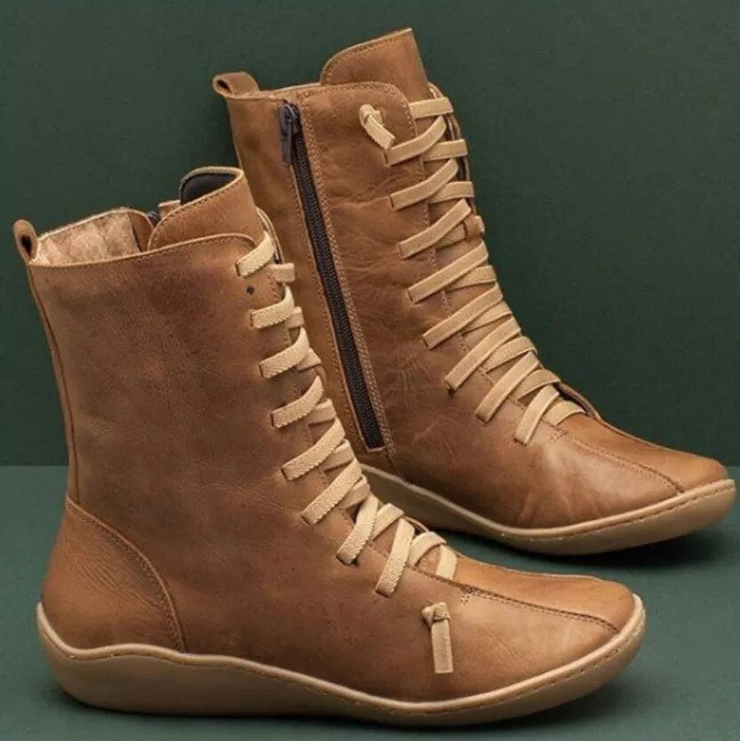 Bottines Montantes en Cuir Synthétique | Confort et Élégance | Semelle