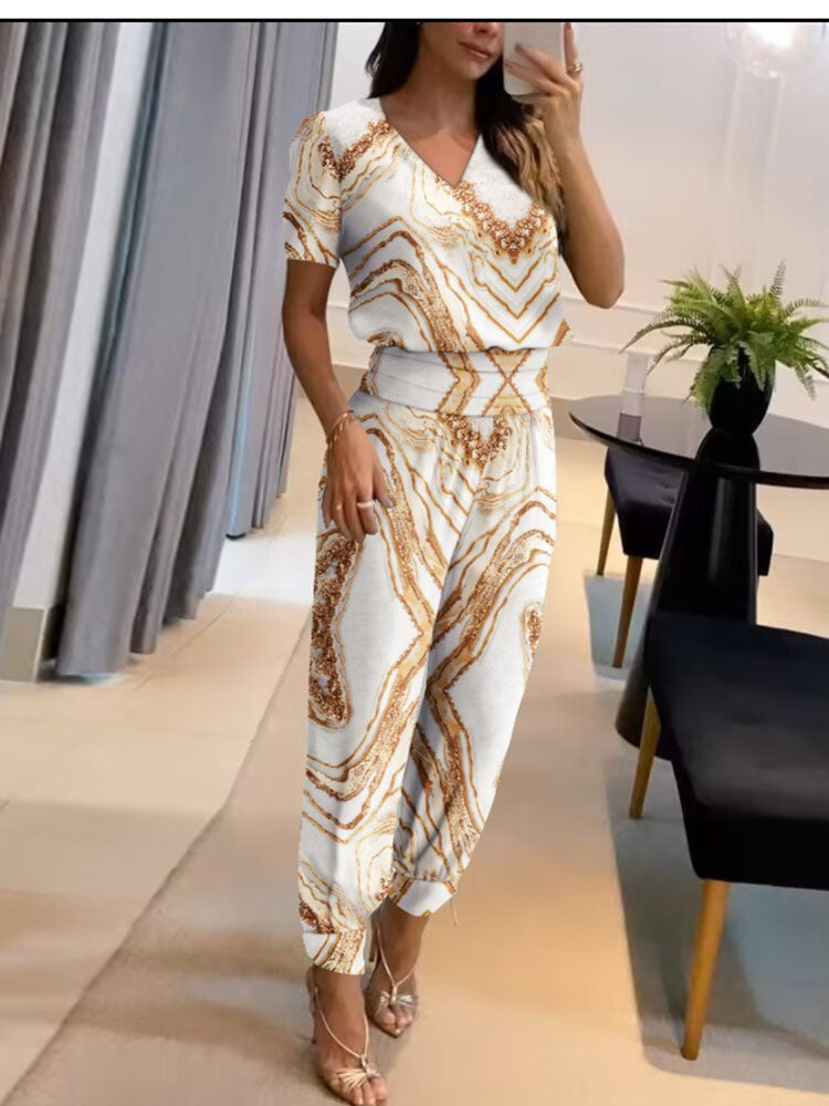 Ensemble Tunique et Pantalon Imprimé | Élégant et Moderne | Look Polyvalent
