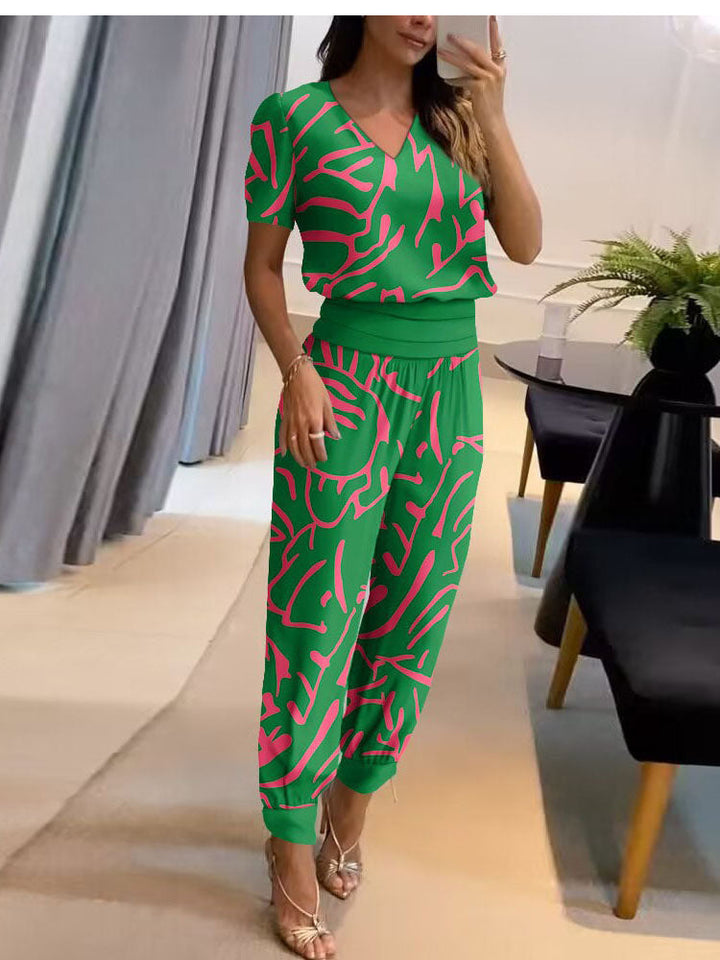 Ensemble Tunique et Pantalon Imprimé | Élégant et Moderne | Look Polyvalent