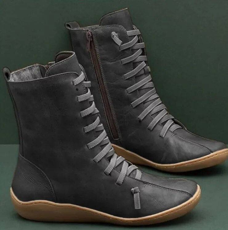 Bottines Montantes en Cuir Synthétique | Confort et Élégance | Semelle