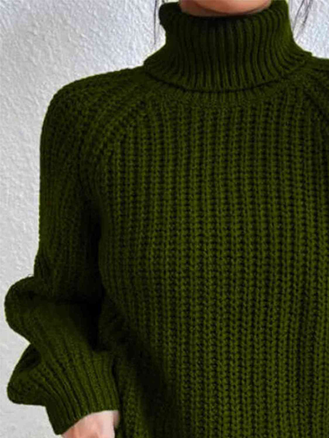 Pull Fendu À Col Roulé En Maille Côtelée Pour Femmes – Tricot Chic Automne/Hiver