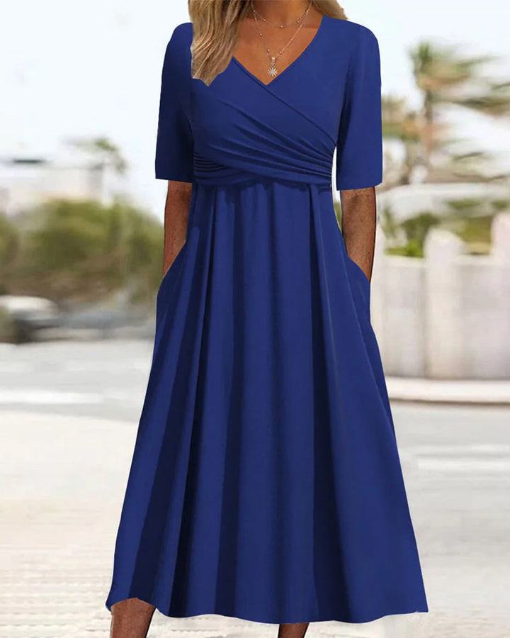 Robe Midi à Col Croisé | Élégante et Confortable | Style Féminin