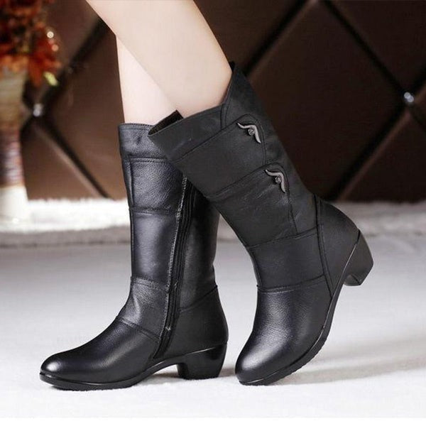 Bottines Mi-Hautes Élégantes | Talon Confortable | Noir Intemporel