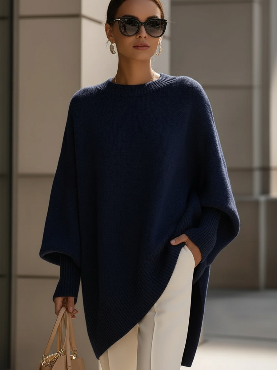 Manteau ample à design asymétrique – Bleu Marine