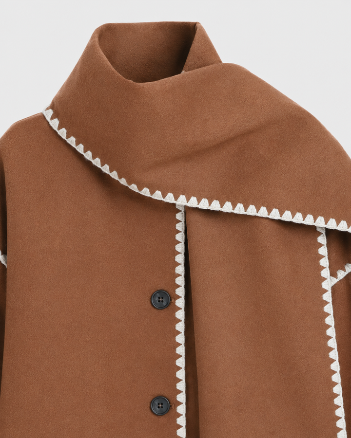 Manteau Ample avec Écharpe Intégrée