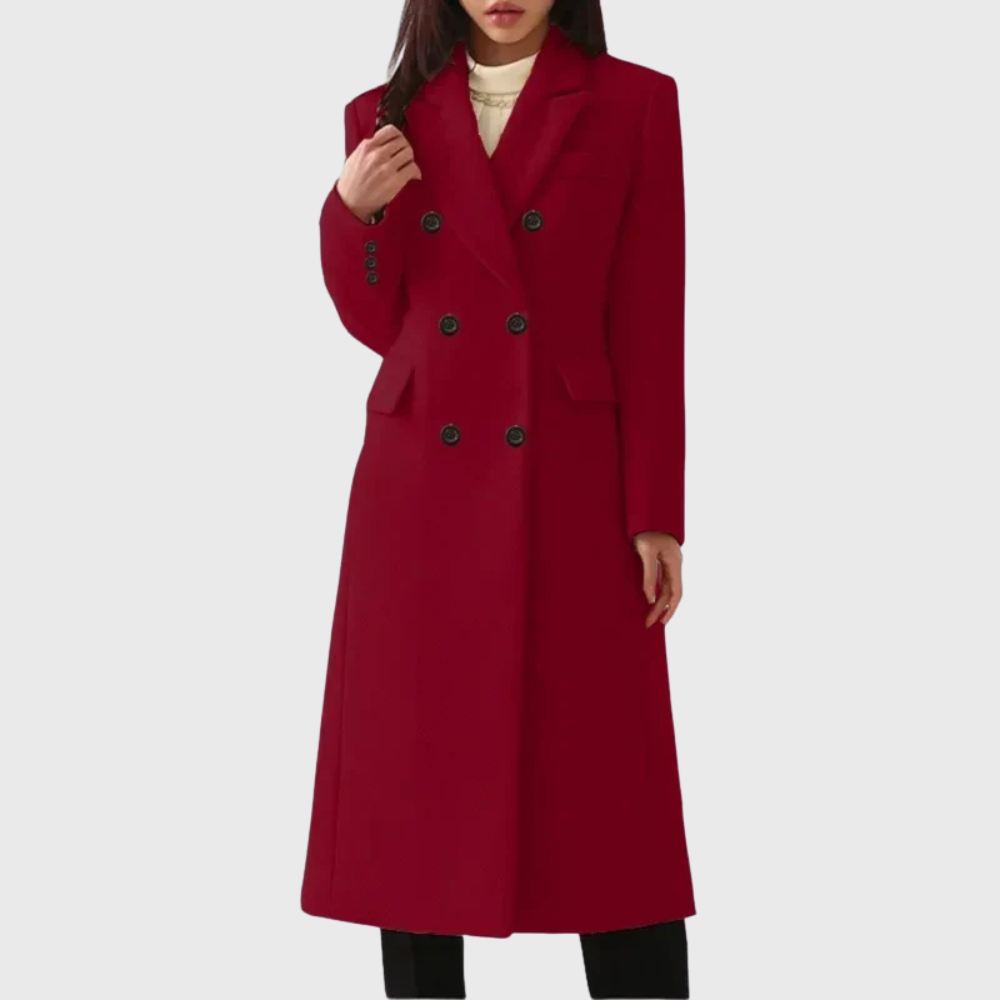 Manteau Long Croisé Cintré – Rouge