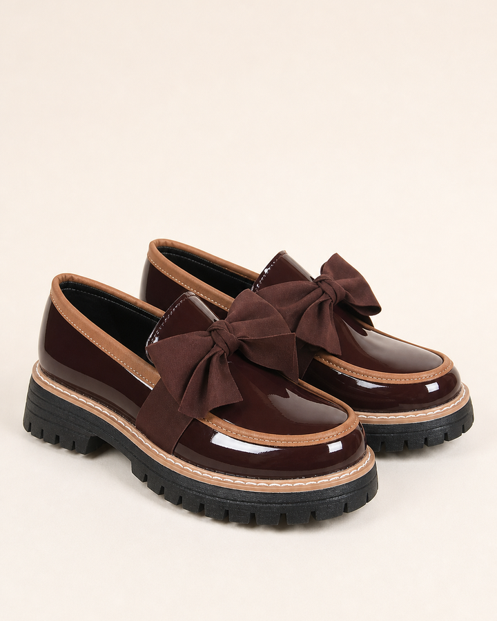 Mocassins à Plateforme et Nœud – Café