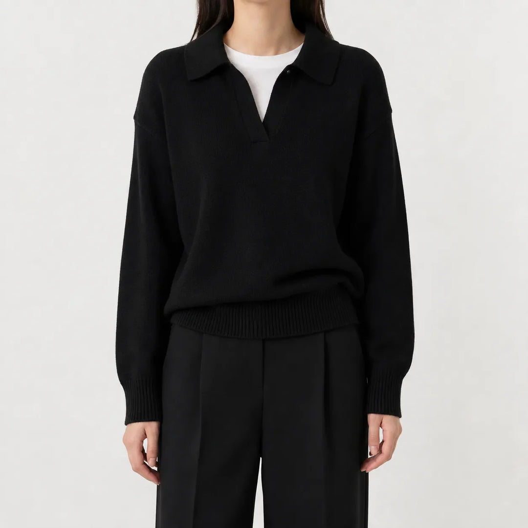 Pull Élégant à Col Polo – Noir