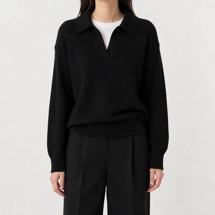 Pull Élégant à Col Polo – Noir