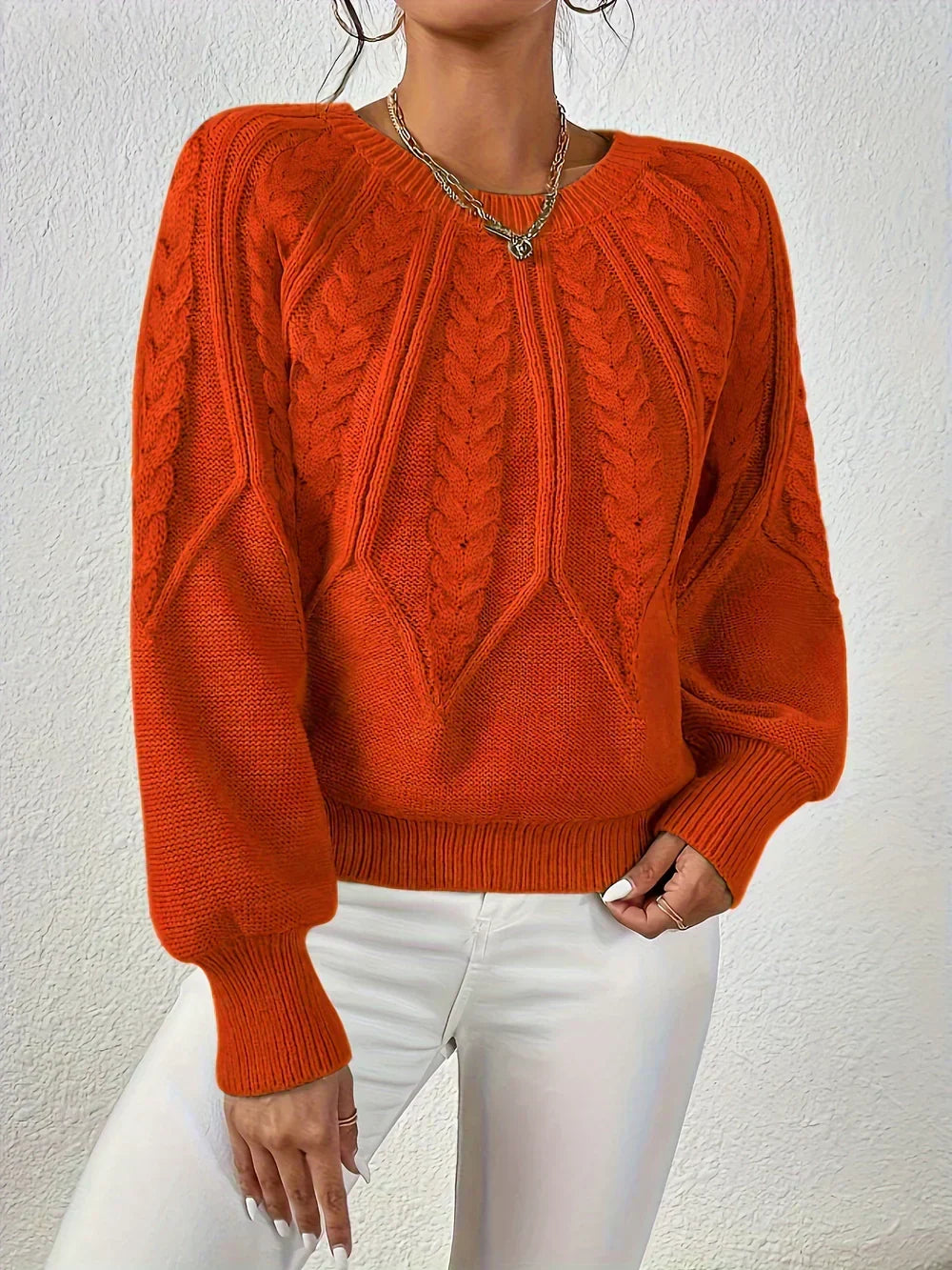 Pull élégant à manches ballon – Orange