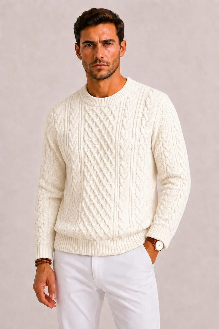 Pull Homme à Torsades – Blanc
