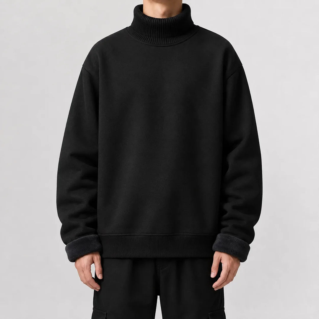 Pull Homme Chaud à Col Roulé – Noir