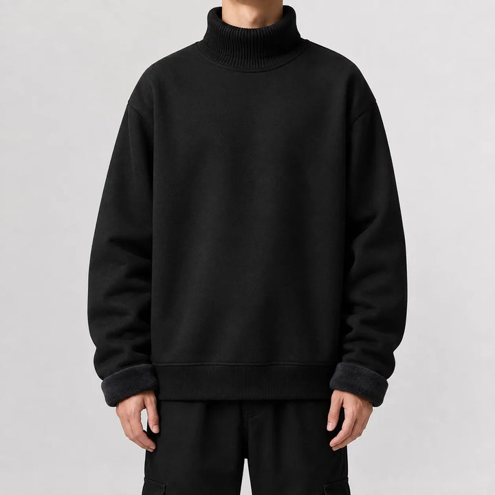 Pull Homme Chaud à Col Roulé – Noir