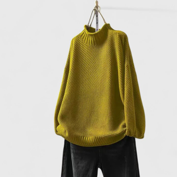 Pull oversize à col montant – Jaune