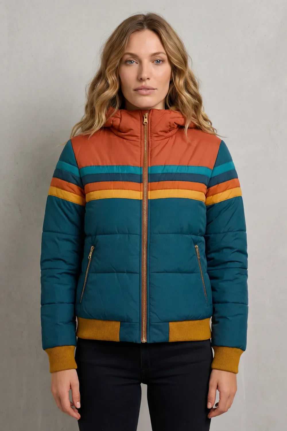 Veste Color-Block à Capuche
