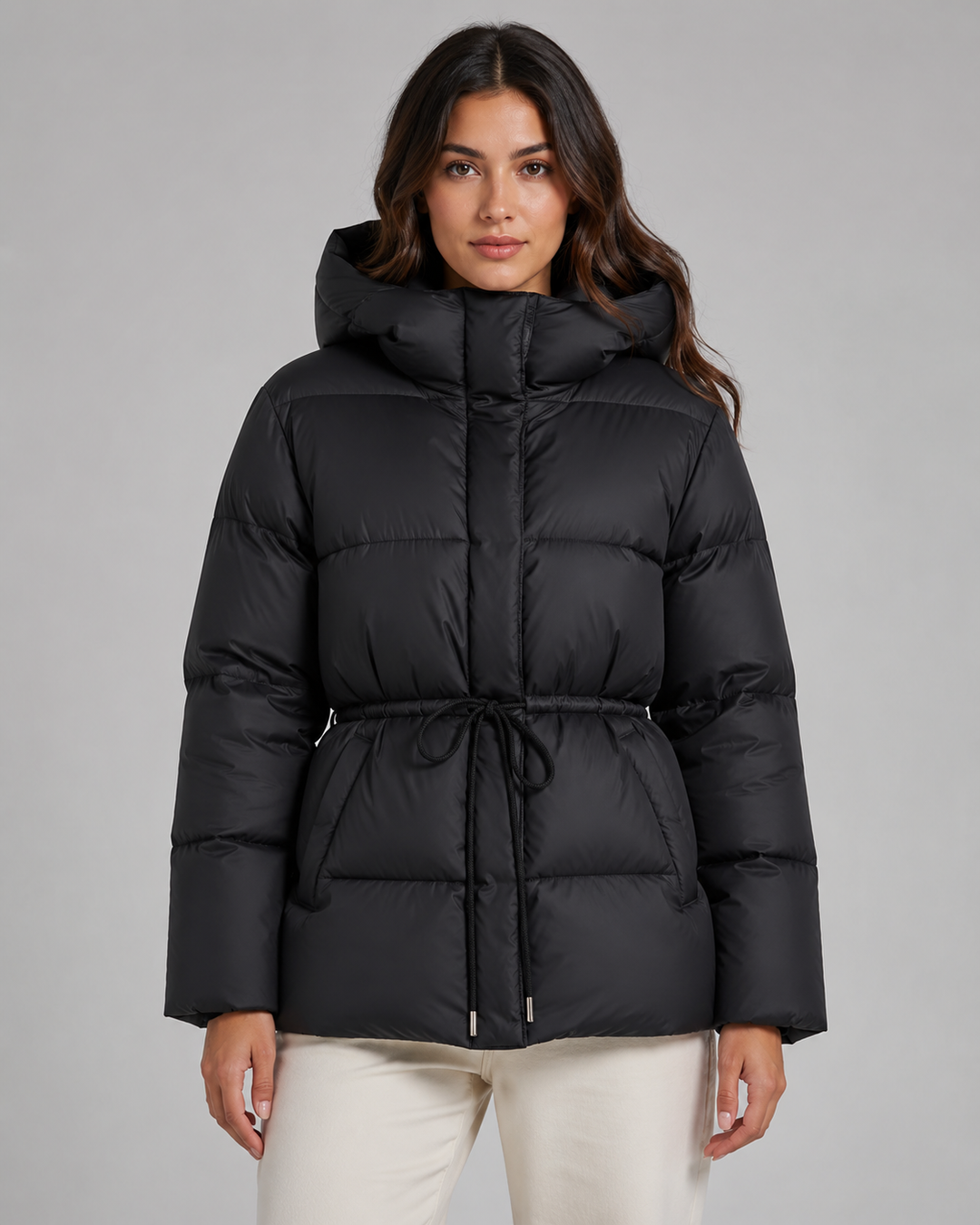 Veste Courte à Taille Cordon – Noir