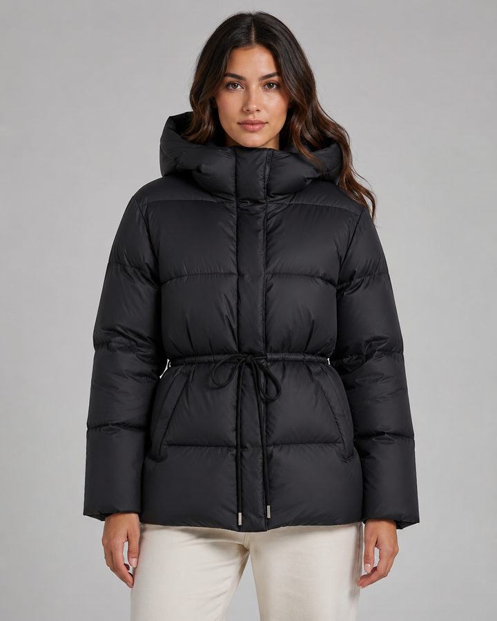 Veste Courte à Taille Cordon – Noir
