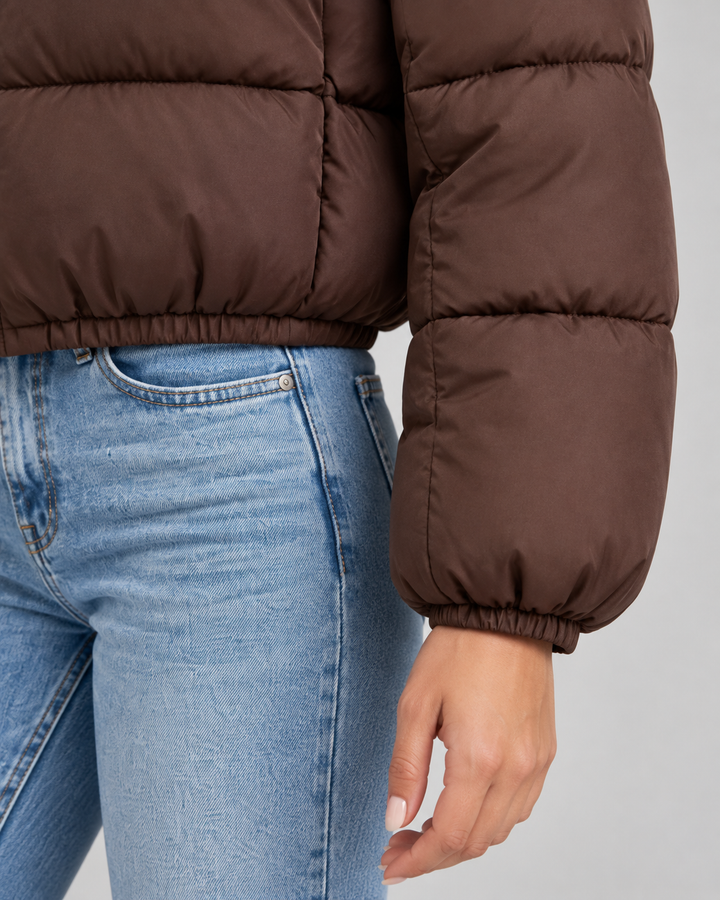 Veste Courte Matelassée Marron