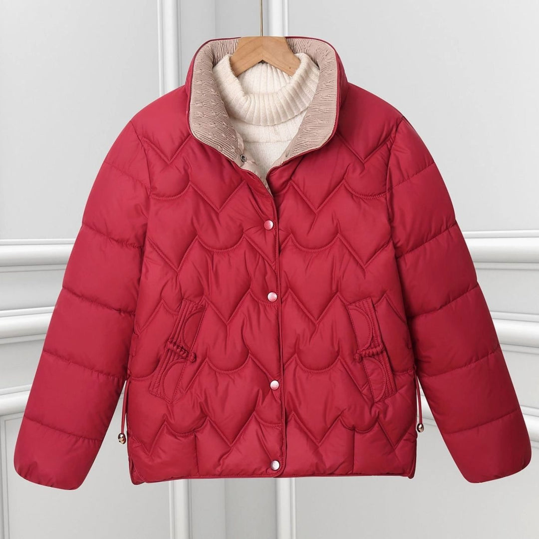 Veste Matelassée Festonnée – Rouge