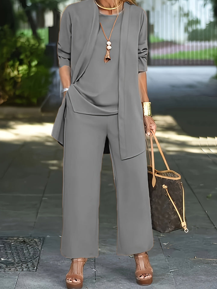 Ensemble Coordonné Pantalon Large – Gris