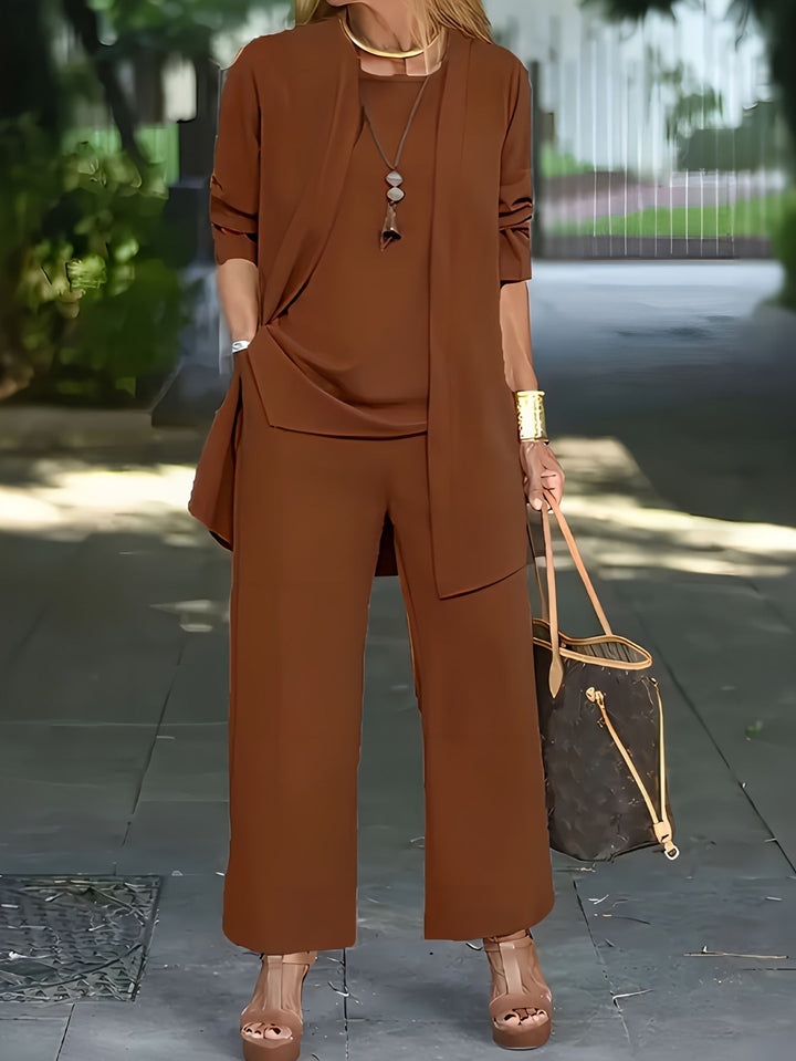 Ensemble Coordonné Pantalon Large – Marron Foncé