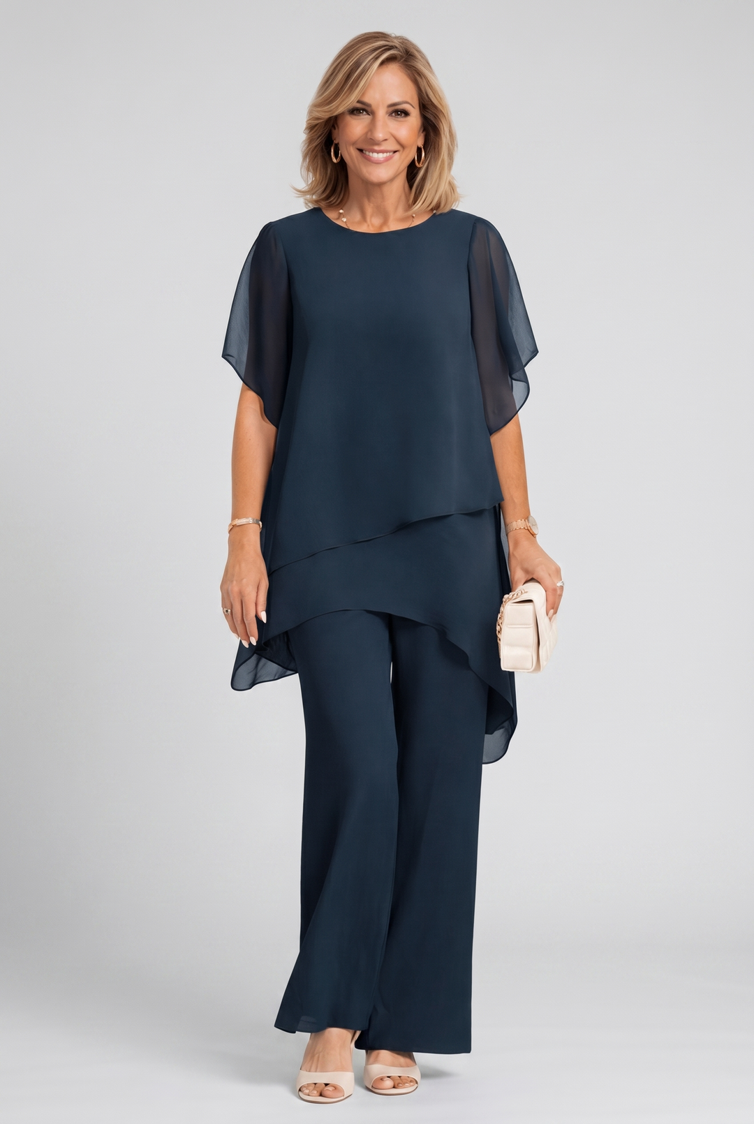 Ensemble Élégant Asymétrique – Bleu