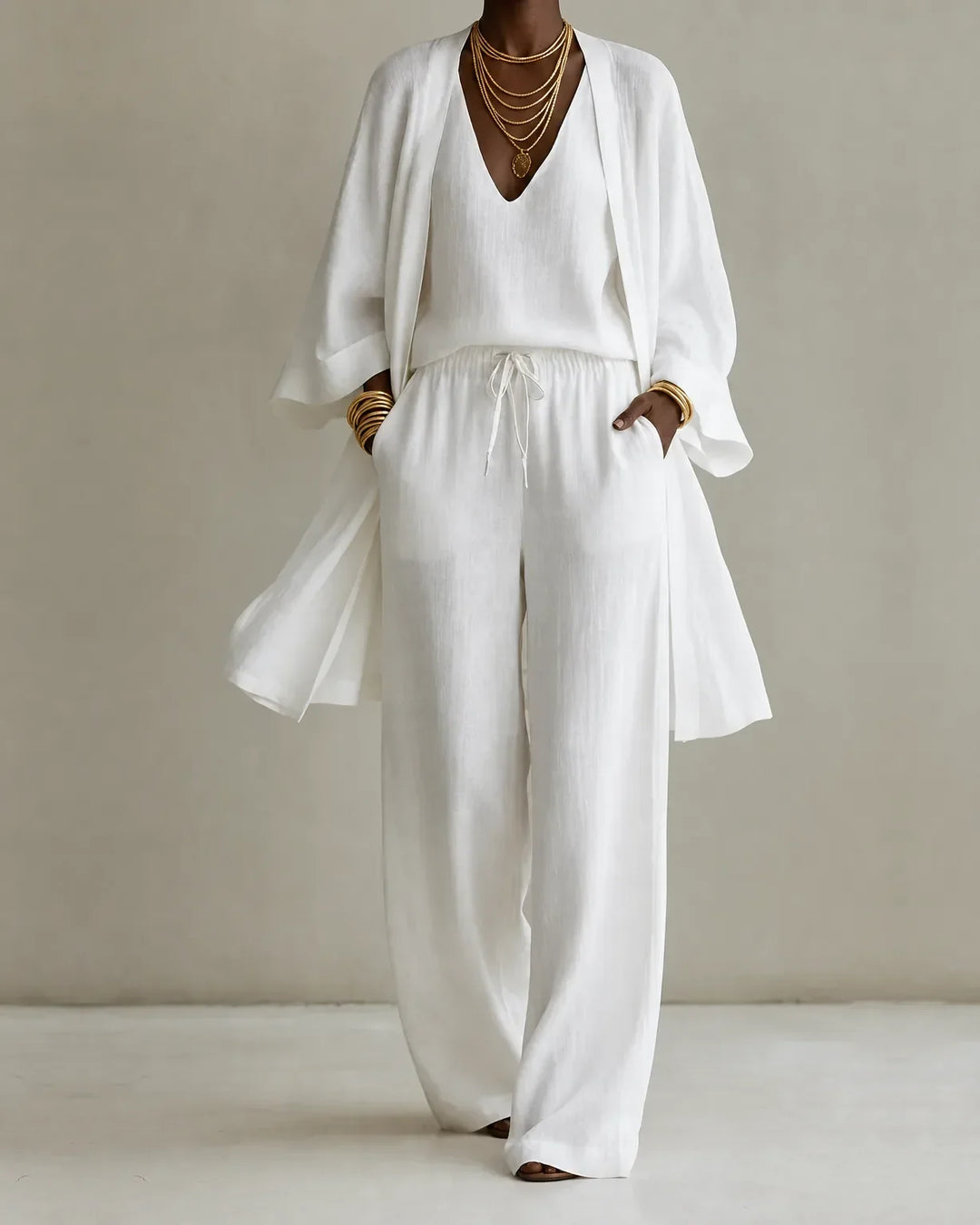 Ensemble Fluide Trois Pièces – Blanc
