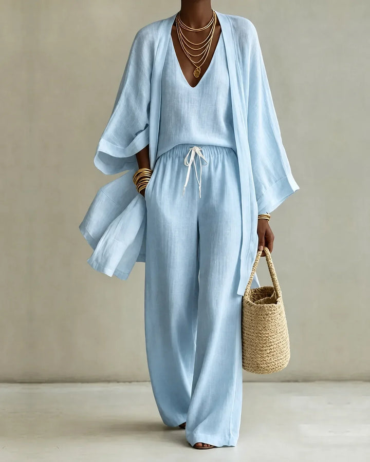 Ensemble Fluide Trois Pièces – Bleu Clair