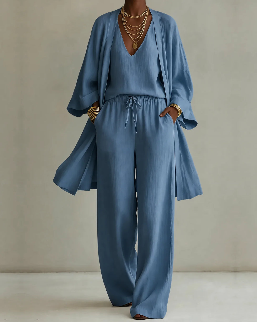 Ensemble Fluide Trois Pièces – Bleu