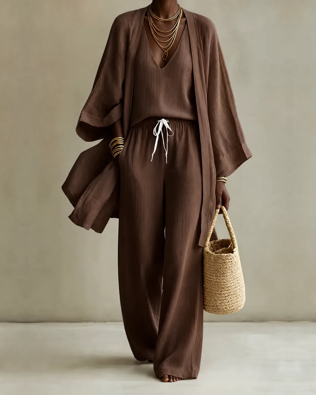 Ensemble Fluide Trois Pièces – Marron