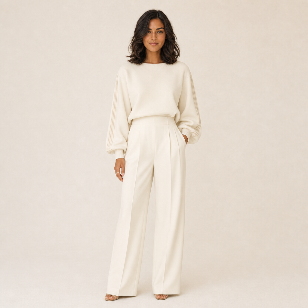 Ensemble Pantalon Élégant Ivoire