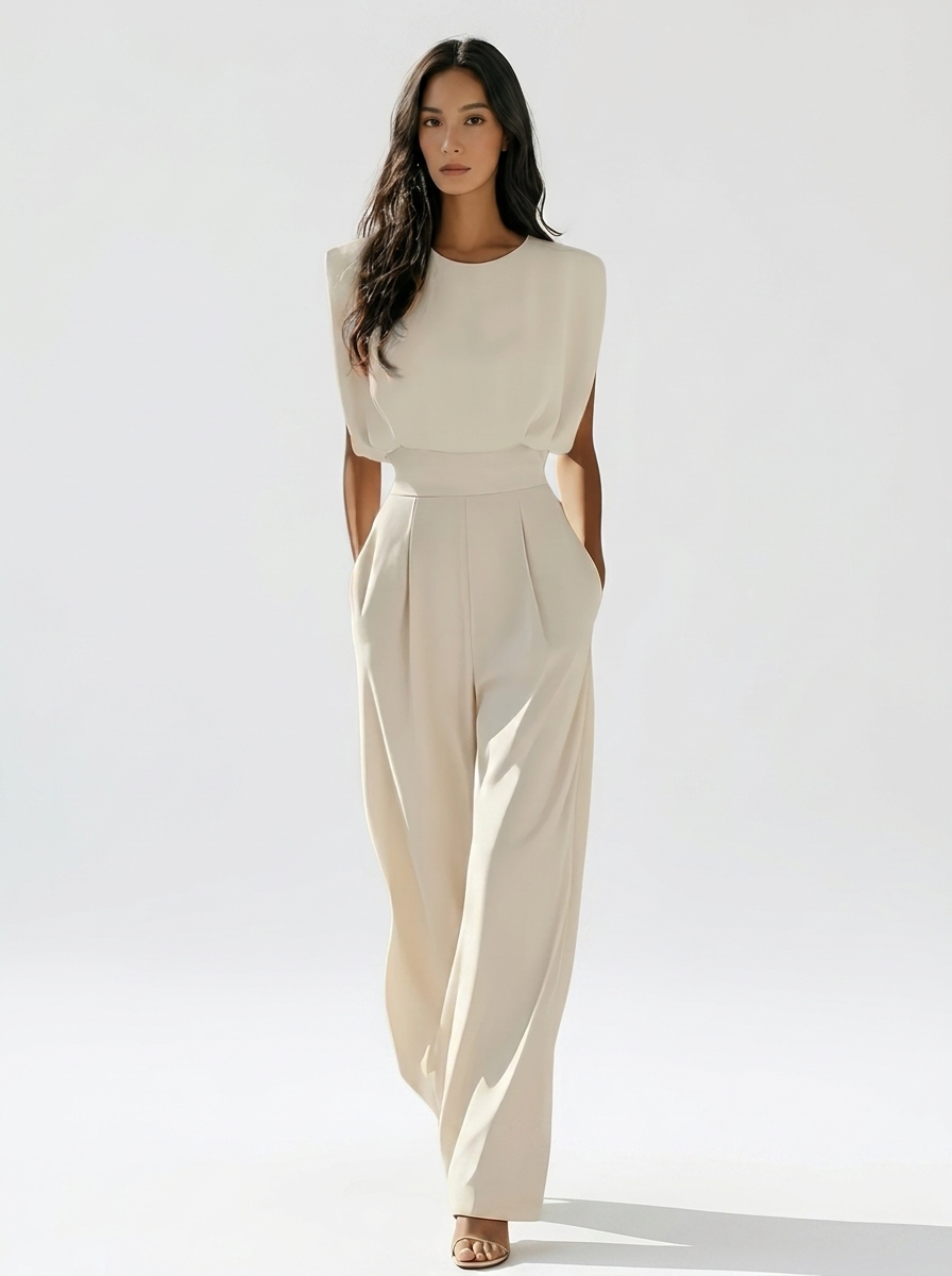 Ensemble Pantalon Fluide Élégant – Beige