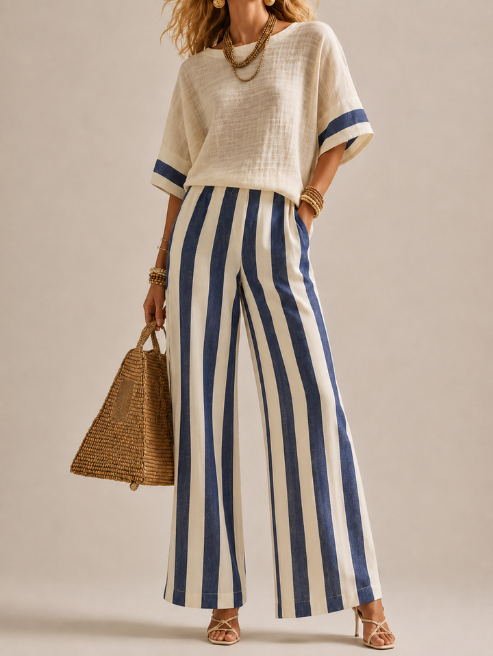 Ensemble Pantalon Large Coordonné – Bleu