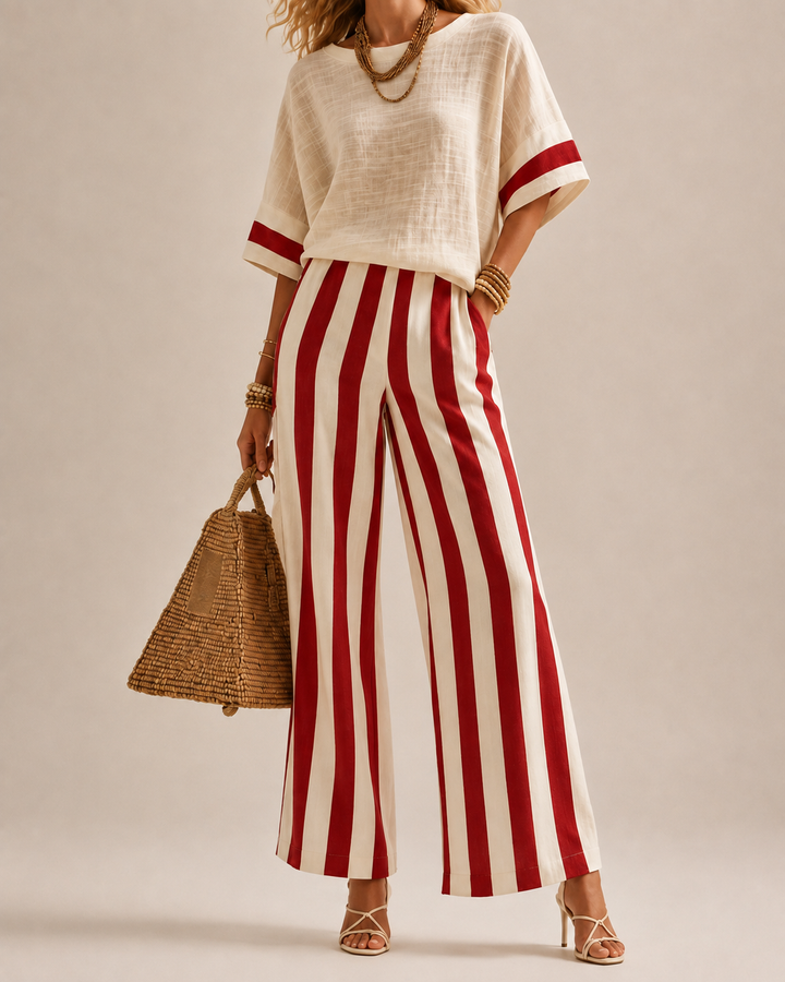 Ensemble Pantalon Large Coordonné – Rouge