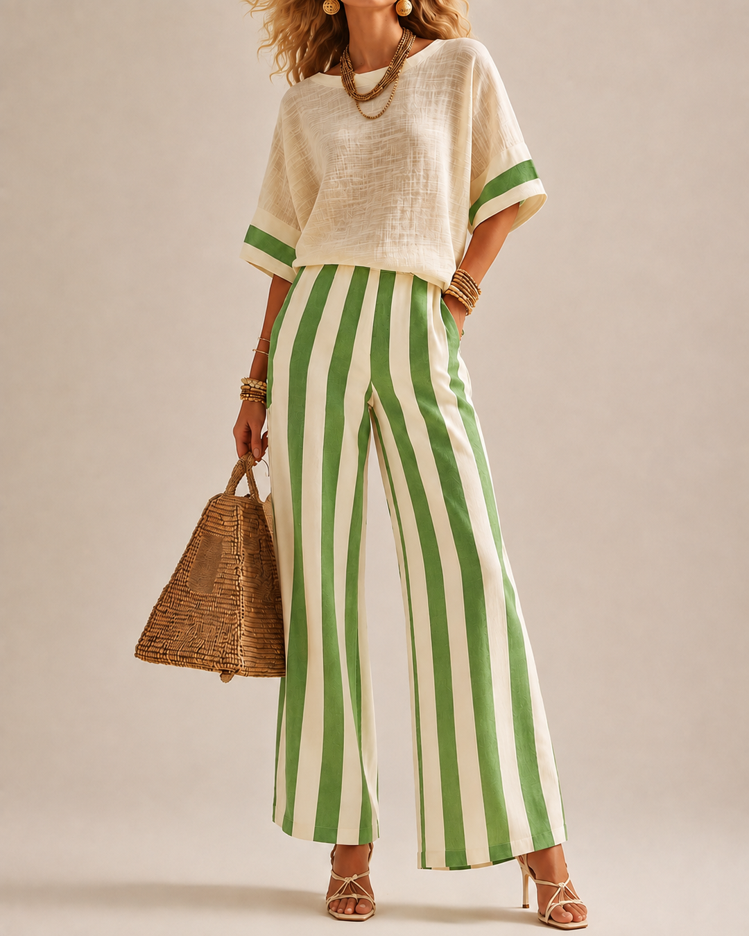 Ensemble Pantalon Large Coordonné – Vert