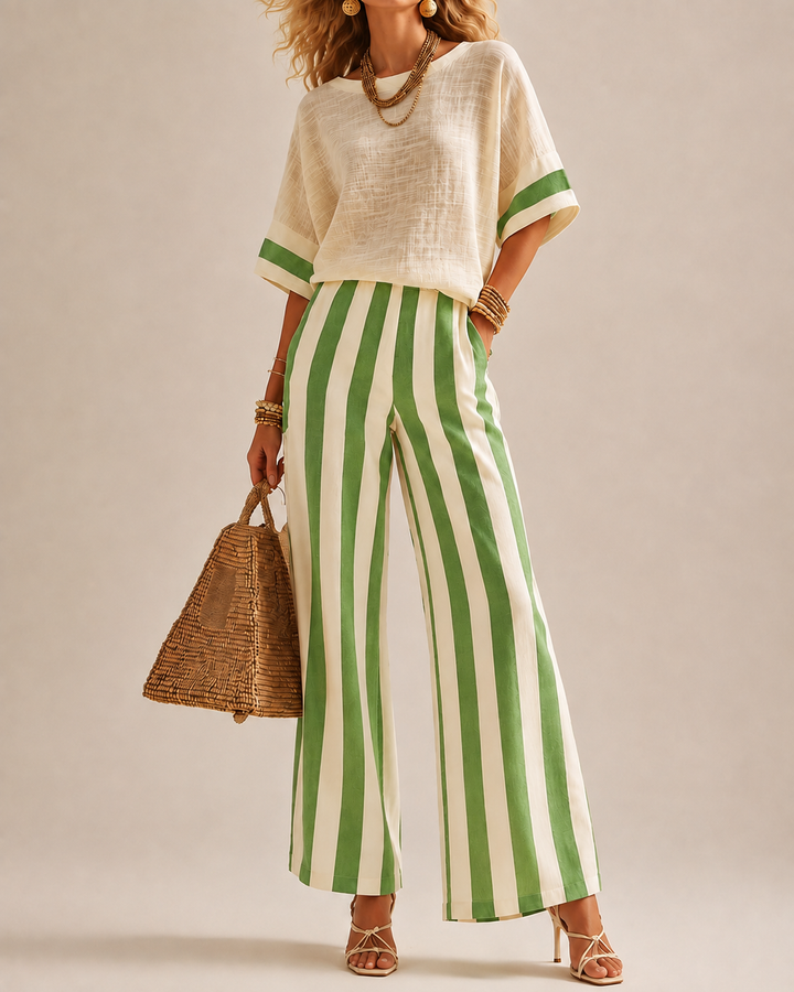 Ensemble Pantalon Large Coordonné – Vert