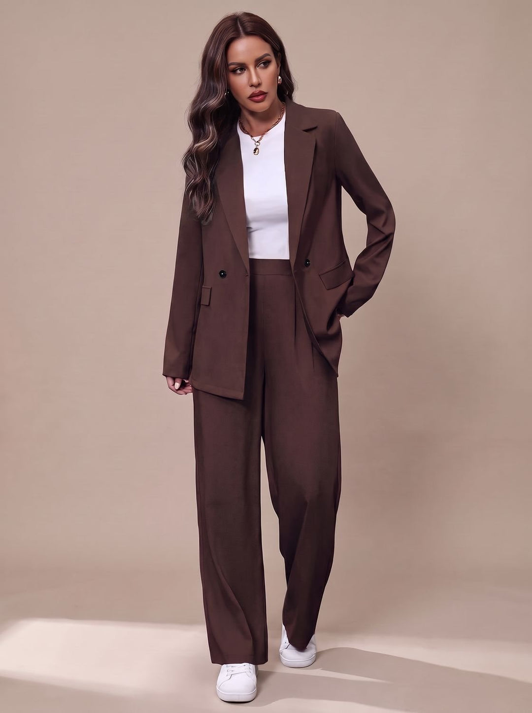 Ensemble Tailleur Deux Pièces – Marron Foncé