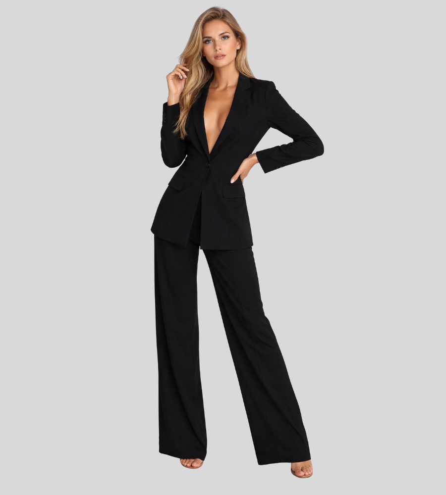 Ensemble Tailleur Pantalon Large – Noir
