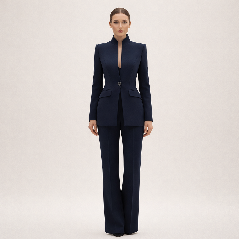 Ensemble Tailleur Structuré – Bleu Marine