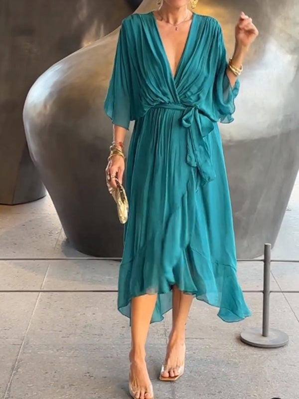 Enid | Robe en chiffon fluide avec manches amples pour femmes