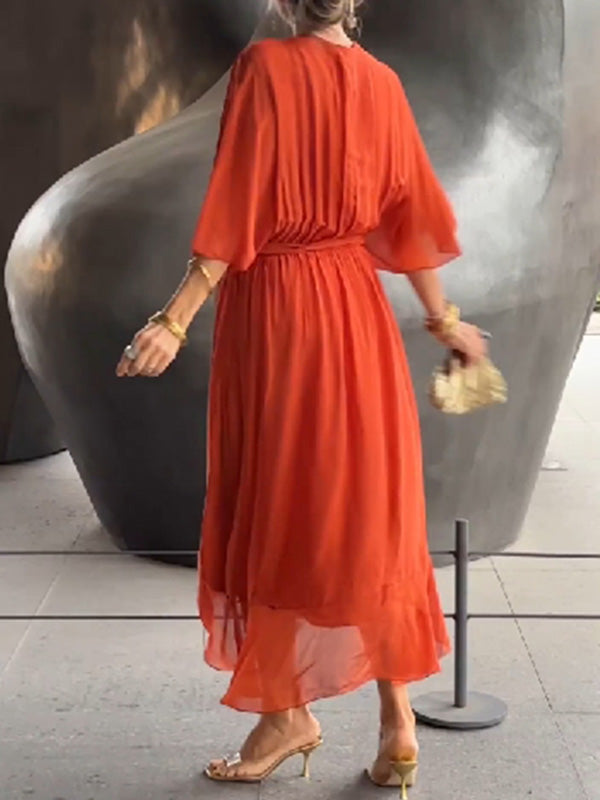 Enid | Robe en chiffon fluide avec manches amples pour femmes