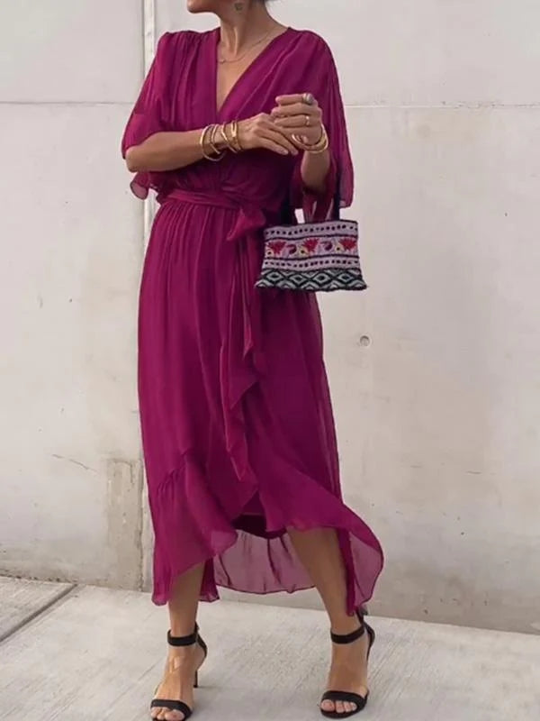 Enid | Robe en chiffon fluide avec manches amples pour femmes