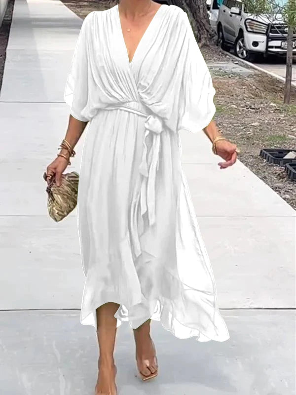 Enid | Robe en chiffon fluide avec manches amples pour femmes