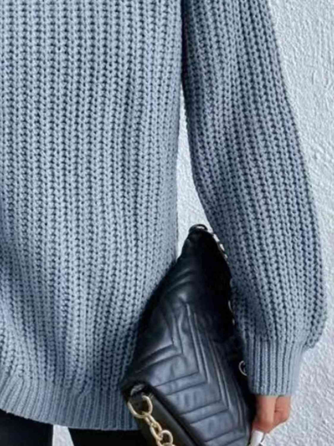 Pull Fendu À Col Roulé En Maille Côtelée Pour Femmes – Tricot Chic Automne/Hiver
