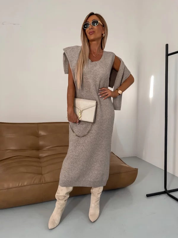 Ensemble Robe en Maille et Pull Court | Élégant et Confortable | Look Moderne
