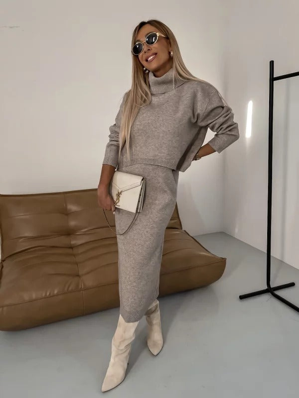 Ensemble Robe en Maille et Pull Court | Élégant et Confortable | Look Moderne