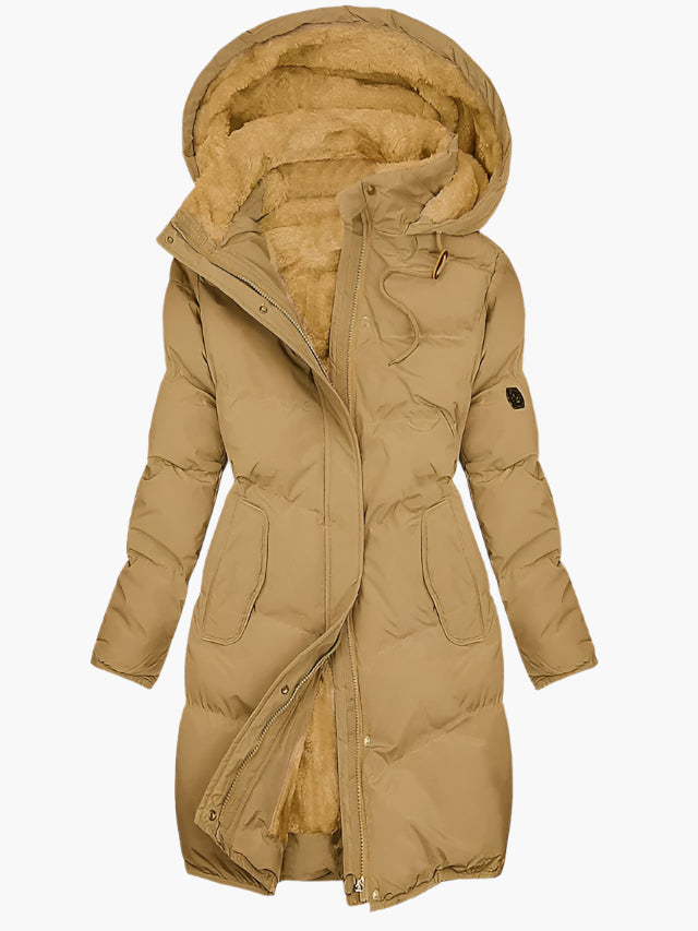 Veste Longue d'Hiver à Capuche – Geel