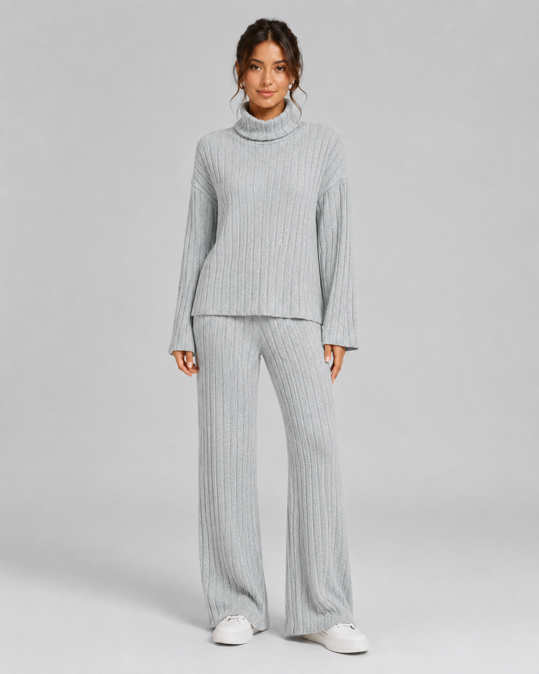 Ensemble Pantalon Large Élégant – Gris