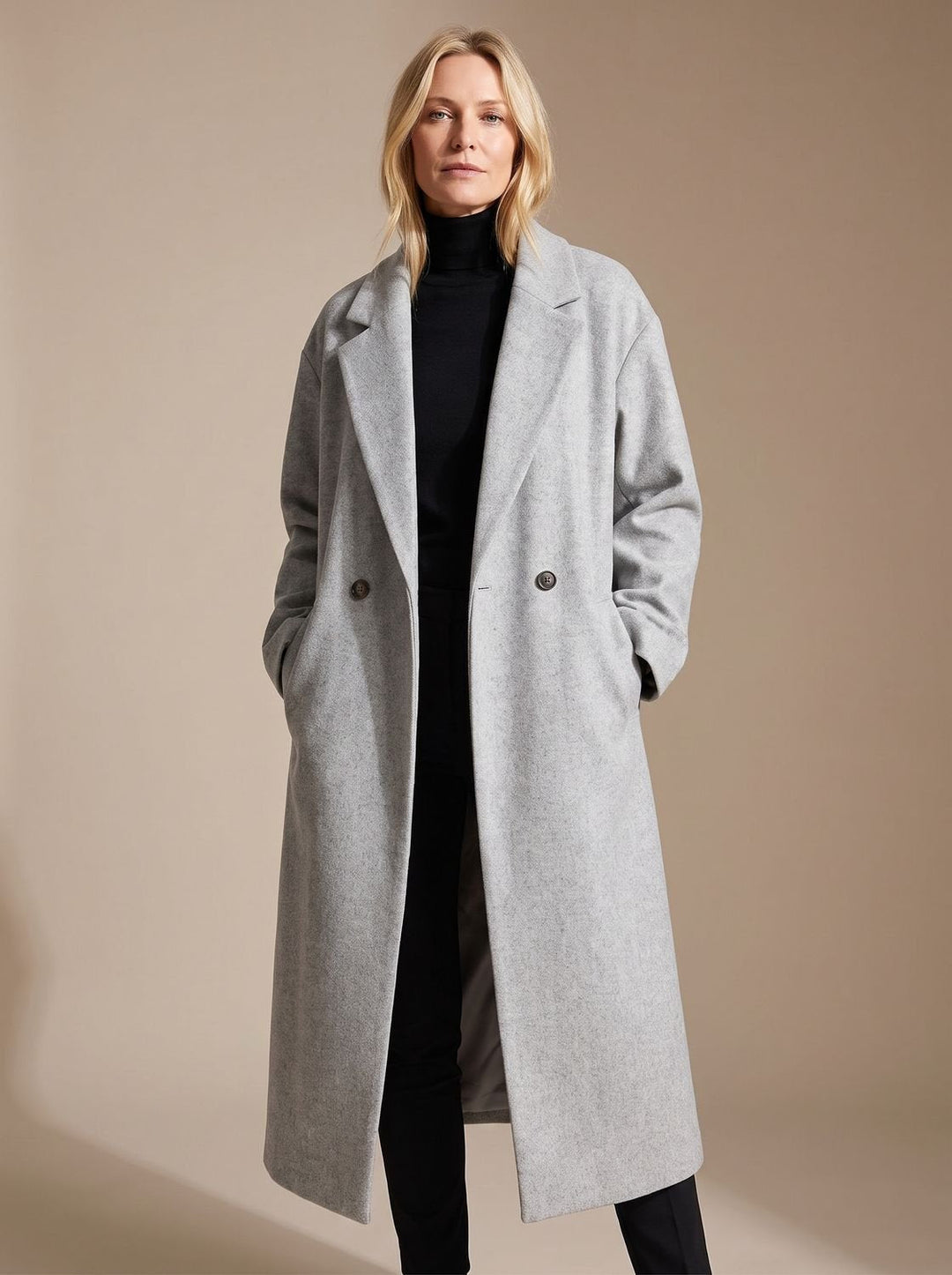 Manteau Long Coupe Tailleur – Gris
