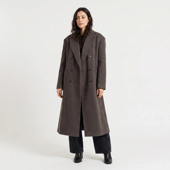 Manteau long croisé structuré – Gris Foncé